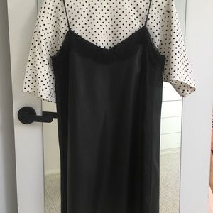 Zara black lace leather dress